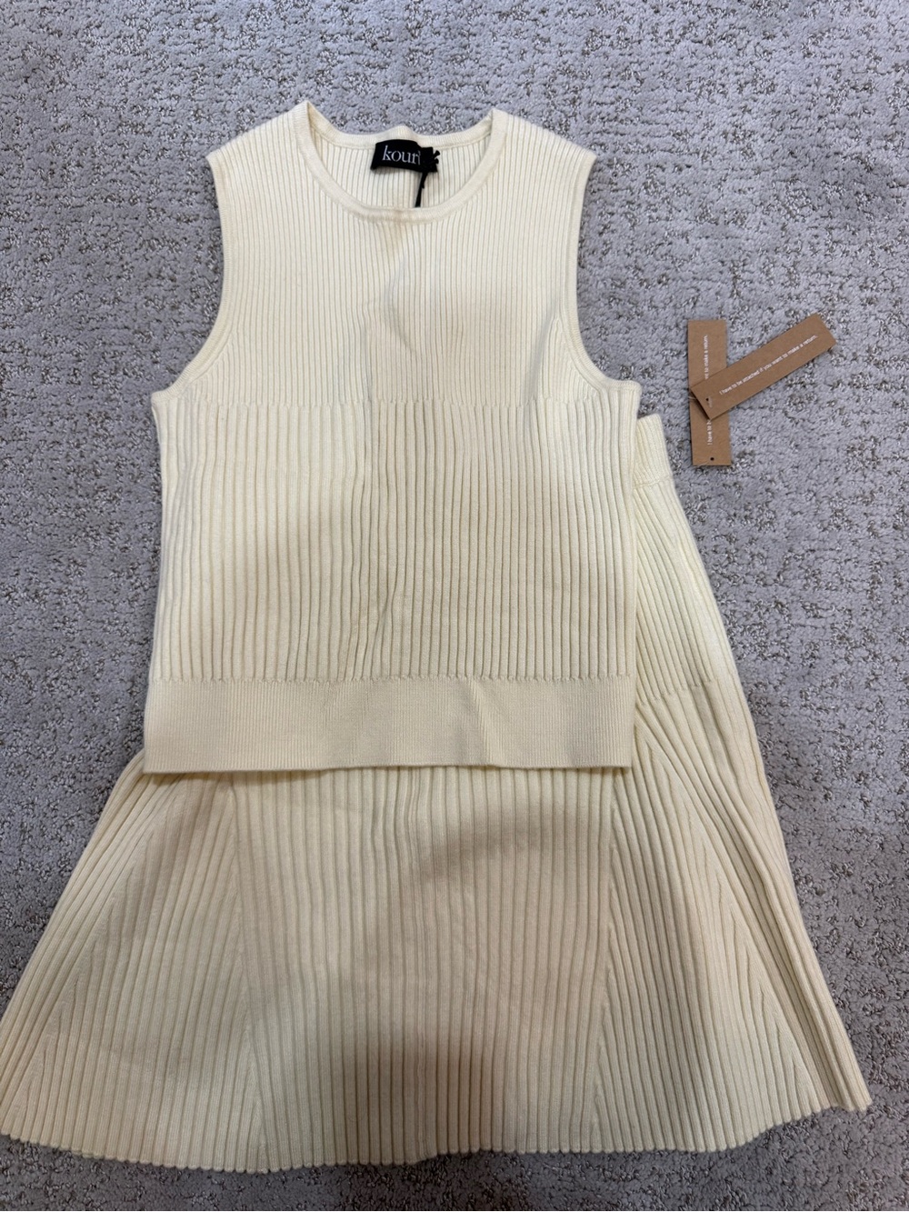 Kourt Cream Ribbed Knit Set